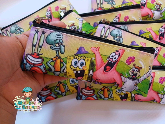 45 Estojos Slim Personalizado Bob Esponja Tam: 19x7cm - Imagem 2