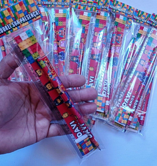 45 Kits Lápis, Régua e Borracha Personalizado Lego - Imagem 5