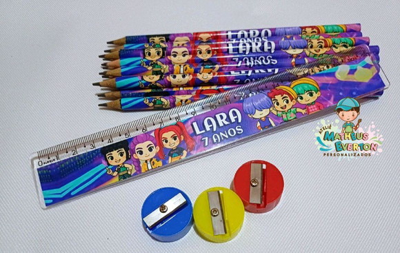 45 Kits Lápis, Régua, e Apontador Guerreiras do K-pop