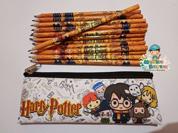 45 Lápis + 45 Estojos Slim Harry Potter Tam: 19x7