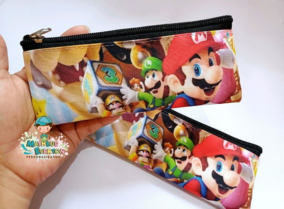 50 Estojos Slim Personalizado Super Mario Bros Tamanho 19x7 - Imagem 3