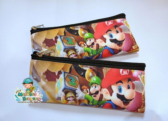 50 Estojos Slim Personalizado Super Mario Bros Tamanho 19x7 - Imagem 4
