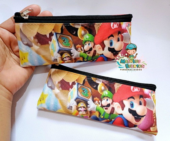 50 Estojos Slim Personalizado Super Mario Bros Tamanho 19x7 - Imagem 2