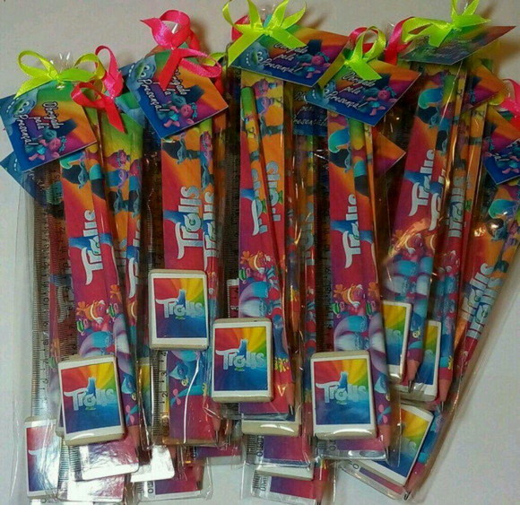 50 Kit Lapis e Regua Borracha Personalizado Trolls - Imagem 2