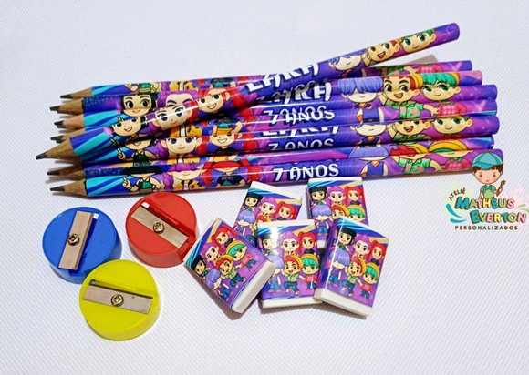 50 Kits Lápis, Borracha e Apontador Guerreiras de K-pop - Imagem 2