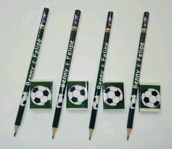 50 Lápis Borracha Personalizado Futebol