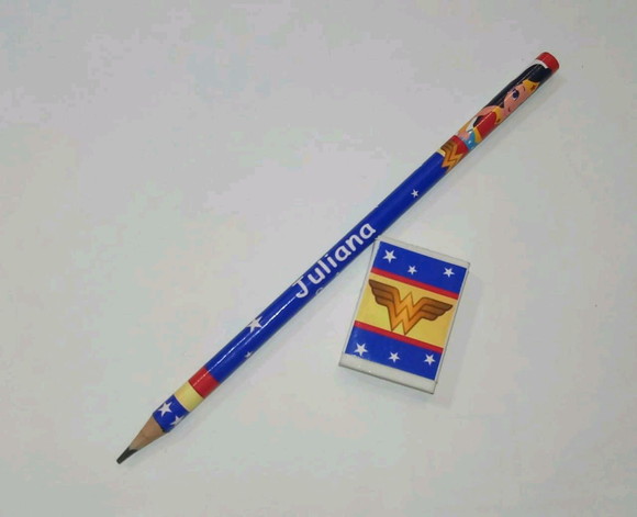 50 Lapis e Borracha Personalizado Mulher Maravilha