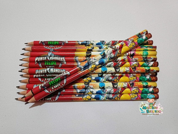 50 Lápis Personalizado Power Ranger (dino Charge)