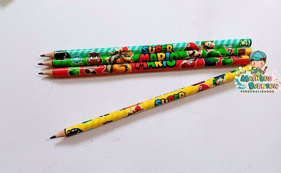 50 Lápis Personalizado Super Mario Bros