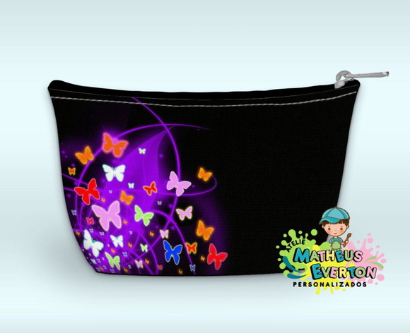 50 Necessaire Personalizada Borboleta Neon