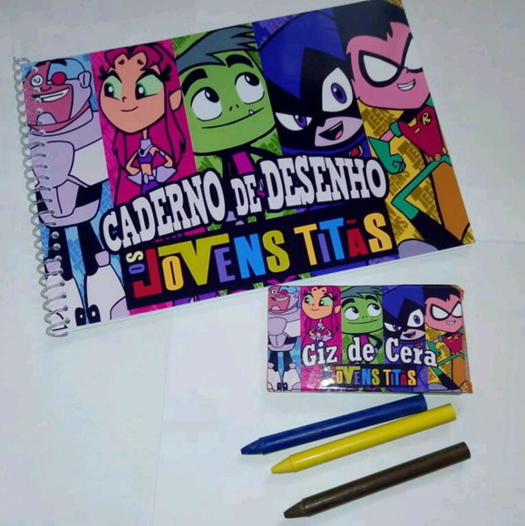 65 Caderno de Desenho e Giz de c Personalizado Jovens Titãs