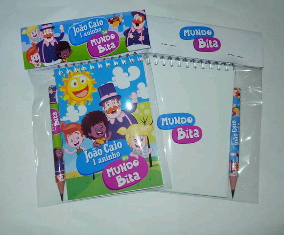 Bloquinho + Mini Lápis Personalizado Mundo Bita- Ja Vai E
