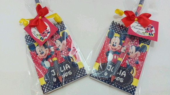 Bloquinho E Lápis Personalizado Mickey E Minnie - Imagem 3