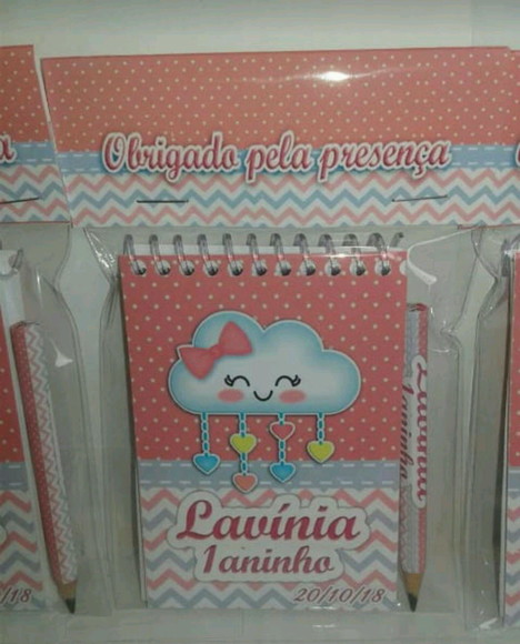 Bloquinho Personalizado Chuva de Benção + Mini Lápis