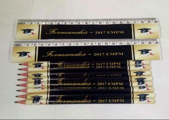 Kit 30 Lápis E Régua Personalizado Formados
