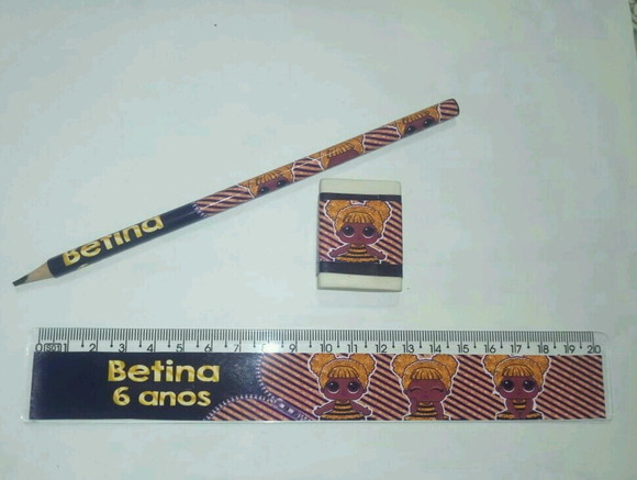 Kit Lapis e Régua e Borracha Personalizado Lol Quee Bee