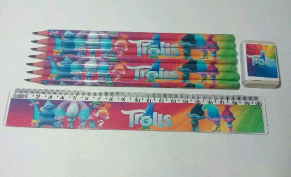 Kit Lápis, Régua e Borracha Personalizado Trolls