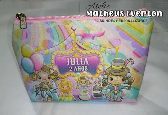 Necessaire Personalizada Circo Rosa ( Faço Outros Temas ) - Imagem 2