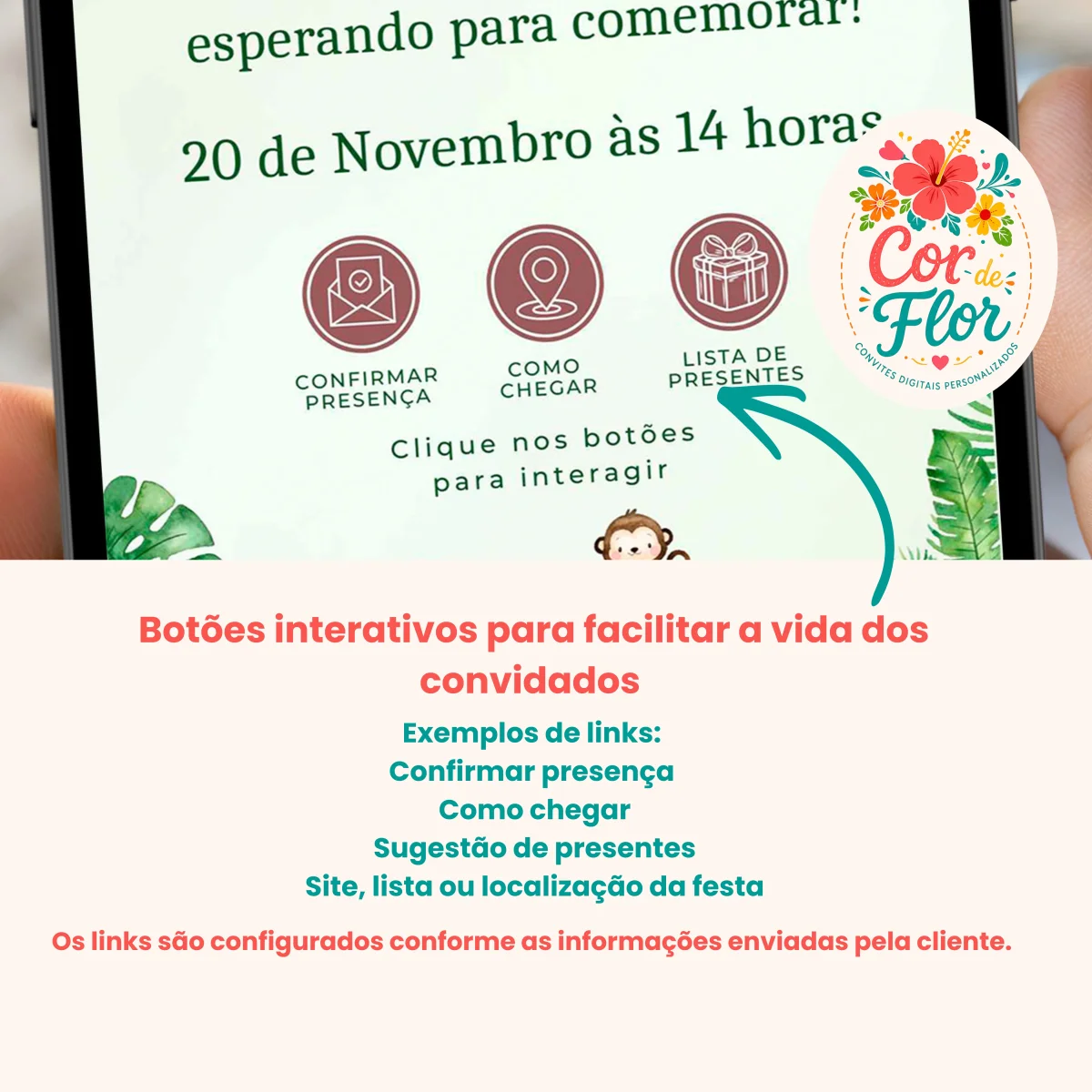 Convite Digital Interativo 1 Aninho Tema Safari Turminha da Floresta Jipe Rústico Menino - Imagem 2