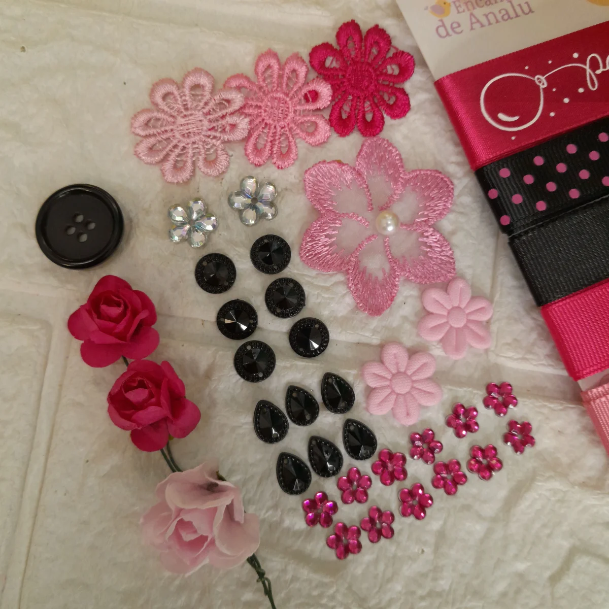 Kit de Fitas e Enfeites Coordenados Pink e Preto - Kit Fracionado Scrap e Artesanato - Imagem 3
