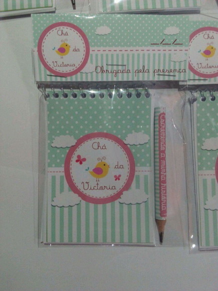 Bloquinhos + Mini Lápis Lembrancinha Maternidade