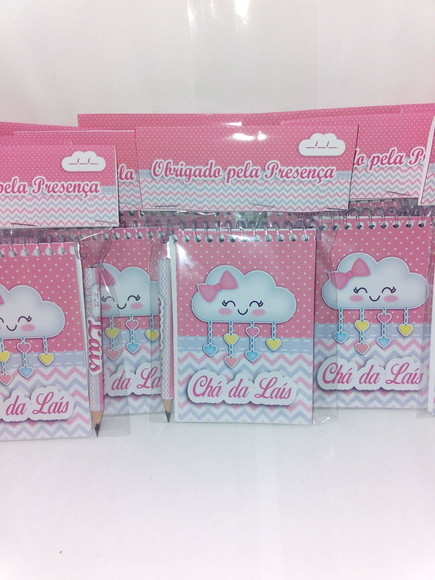 Bloquinhos + Mini Lápis Personalizados Chá de Bebê