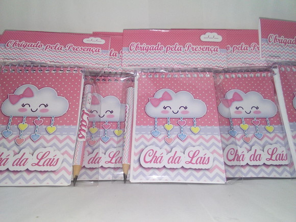 Bloquinhos + Mini Lápis Personalizados Chá de Bebê - Imagem 2