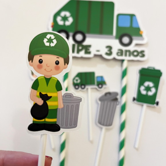 Topo Bolo Caminhão do Lixo - Imagem 2