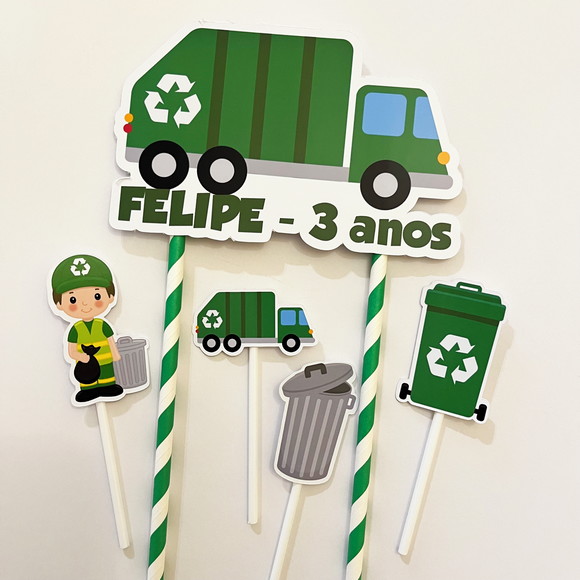 Topo Bolo Caminhão do Lixo
