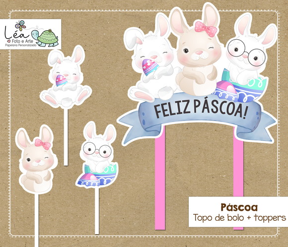 Topo Bolo Coelhinhos da Páscoa