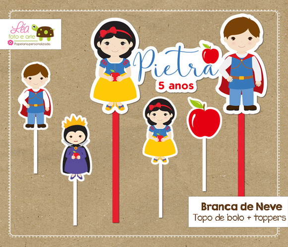 Topo Bolo Festa Branca de Neve