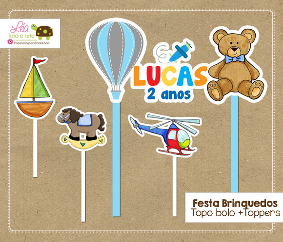 Topo Bolo Festa Brinquedos