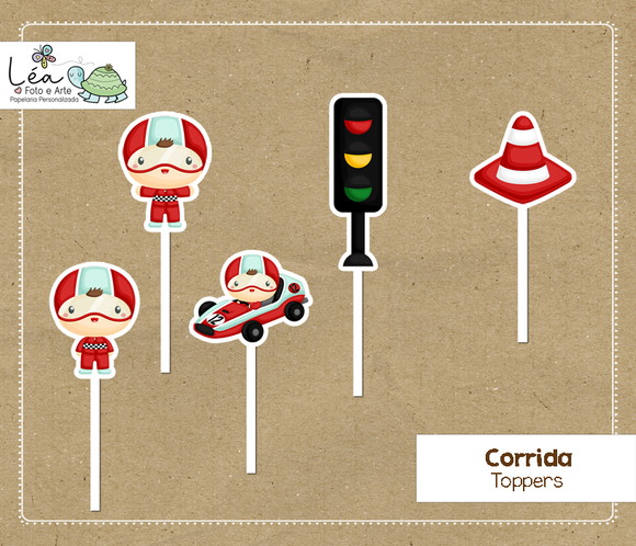 Topo Bolo Festa Corrida de Carros - Imagem 2