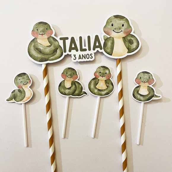 Topo Bolo Festa Infantil Tema Cobra