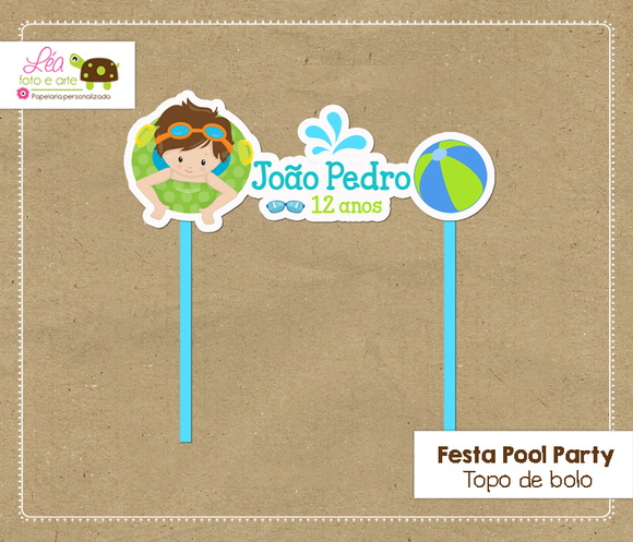 Topo Bolo Festa Piscina (pool Party) Menino