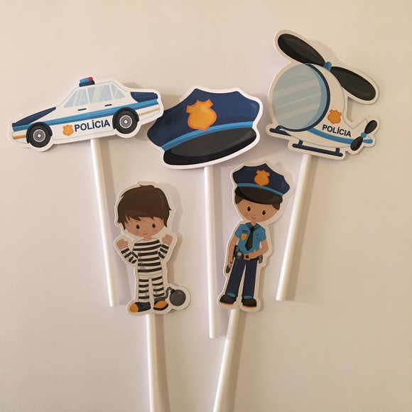 Topo Bolo Festa Polícia e Ladrão - Imagem 2