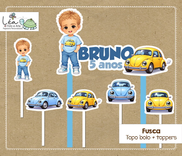 Topo Bolo Festa Tema Fusca