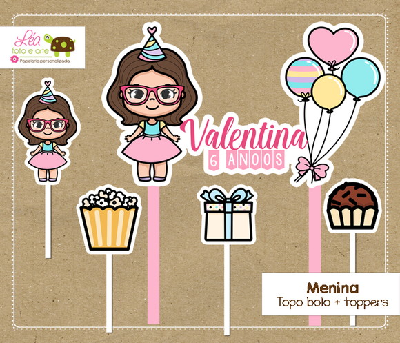 Topo Bolo Menina de Óculos