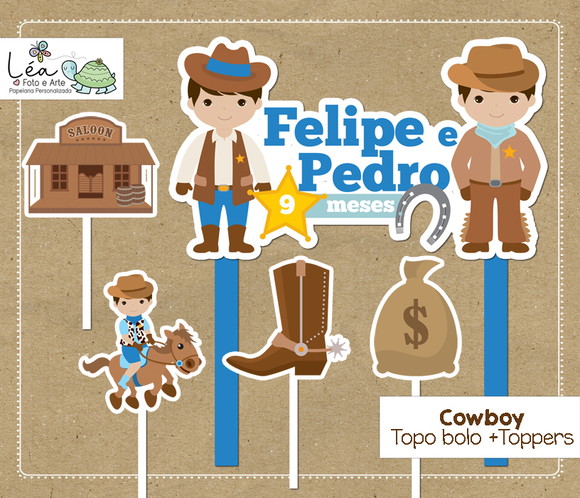 Topo Bolo Mesversário Cowboy