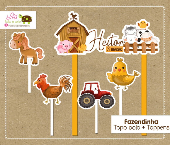 Topo Bolo Mesversário Fazendinha