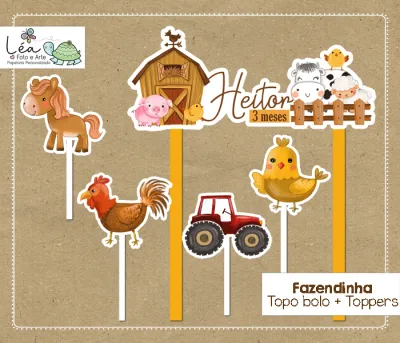 Topo Bolo Mesversário Fazendinha