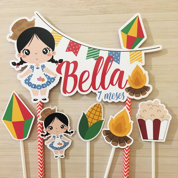 Topo Bolo Mesversário Festa Junina