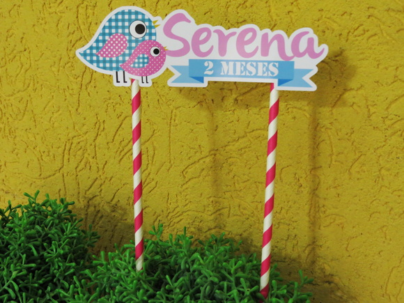 Topo Bolo Mesversário Passarinho - Imagem 3