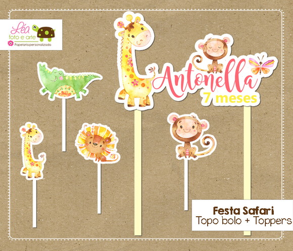 Topo Bolo Mesversário Safari