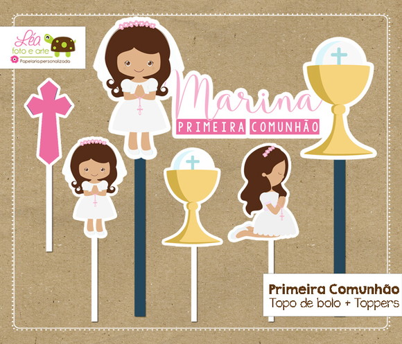Topo Bolo Primeira Comunhão Menina