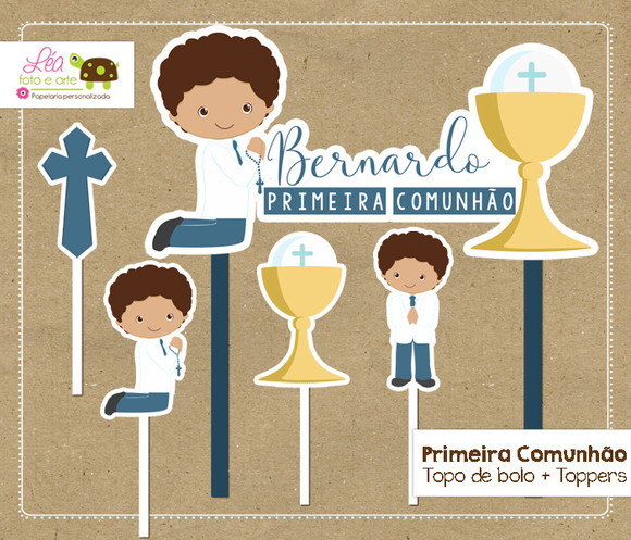 Topo Bolo Primeira Comunhão Menino