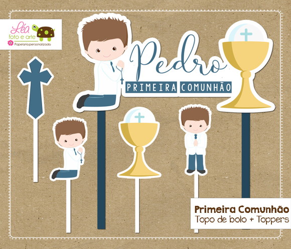 Topo Bolo Primeira Comunhão Menino
