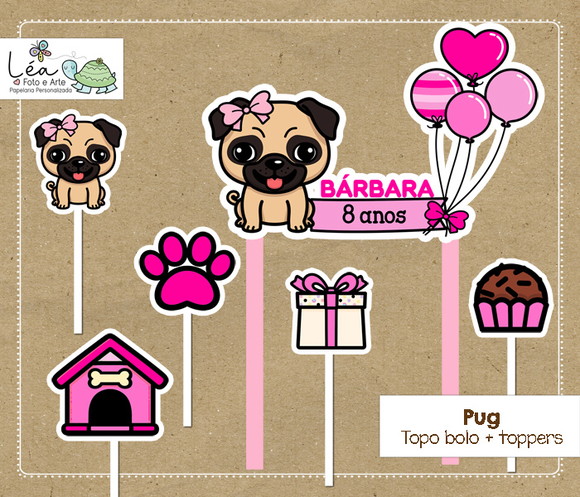 Topo Bolo Pug Menina