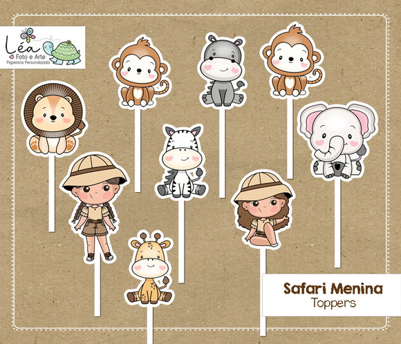 Topo Bolo Safari Menina - Imagem 2