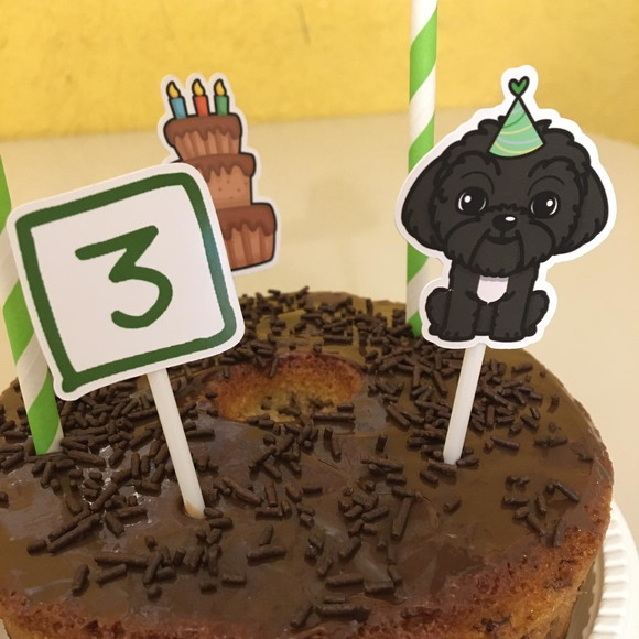 Topo Bolo Shih-tzu Preto - Imagem 4
